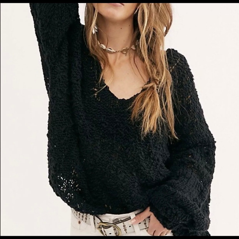 Free People Black Oversize Sweater NWT
